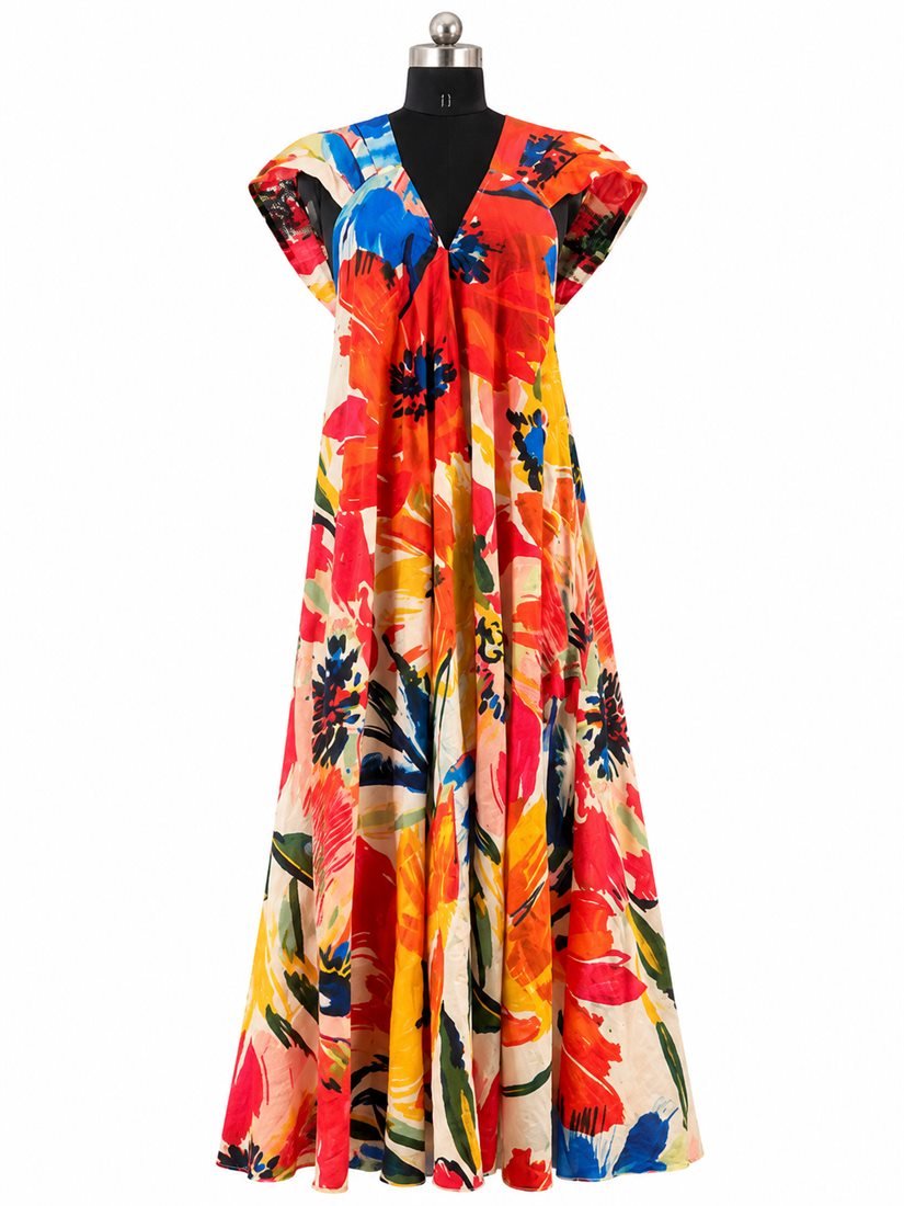 Abstract Floral Maxi Dress