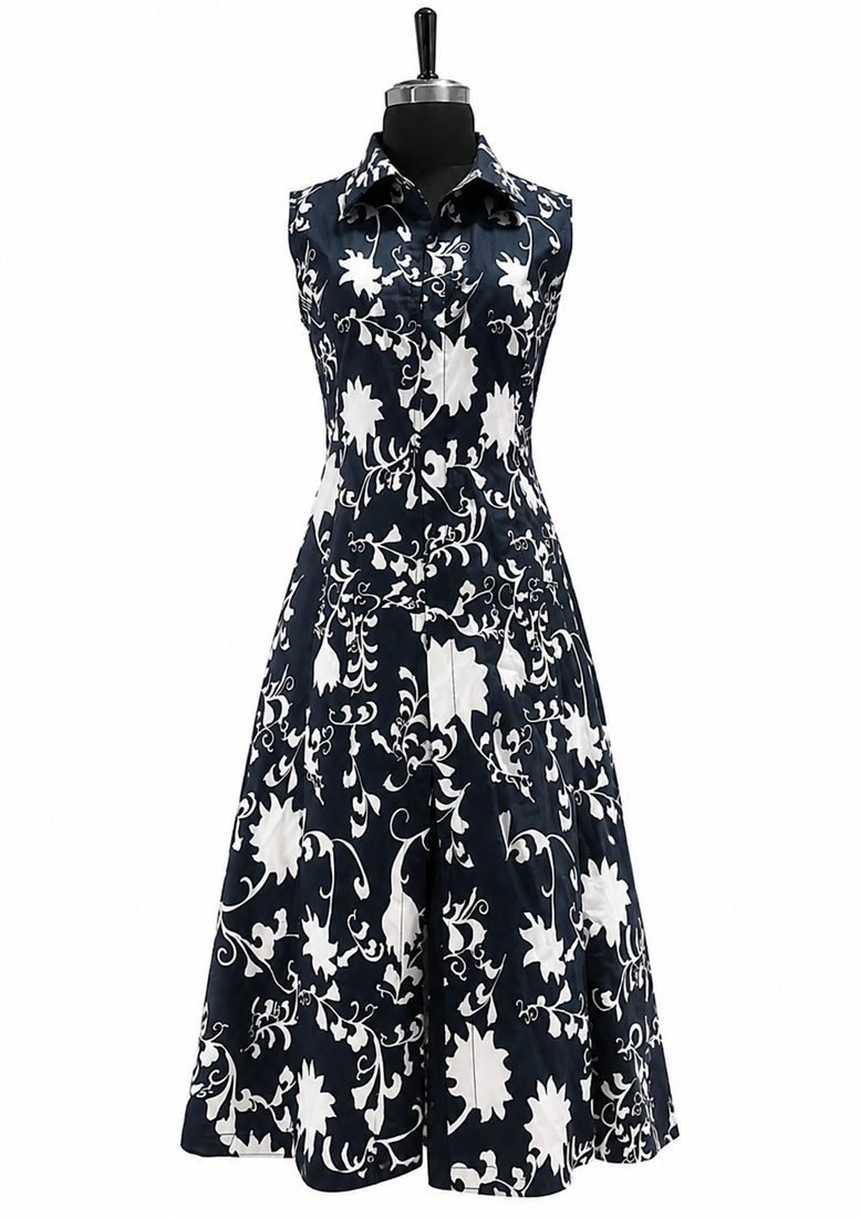 Navy Floral Shirt Dress