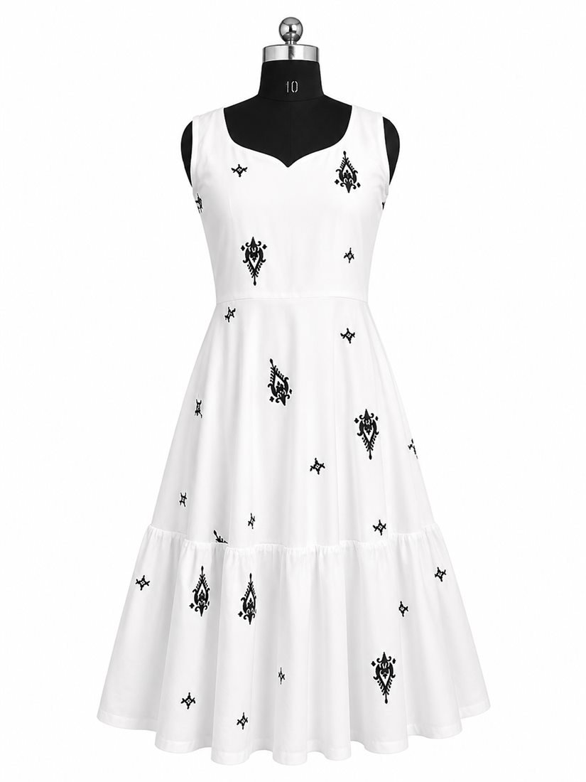 Embroidered A-Line Dress