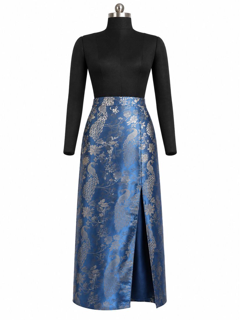 Peacock Brocade Skirt